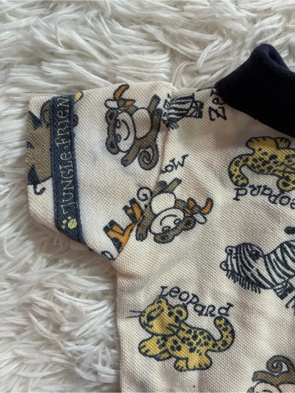 Vintage 90s Small Steps Zoo Jungle Animals Polo Collared Bodysuit Baby Boy 6-9M